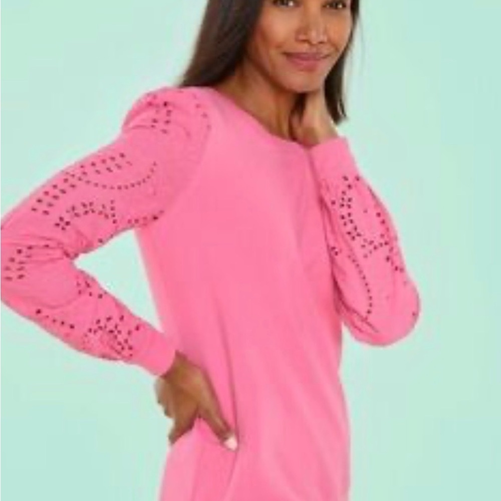 Talbots Pink Sweater with Eyelet Sleeves